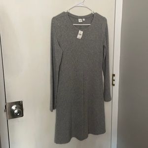 Grey sweater swing dress, long sleeves